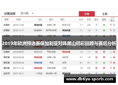 2019年欧洲预选赛保加利亚对阵黑山精彩回顾与赛后分析